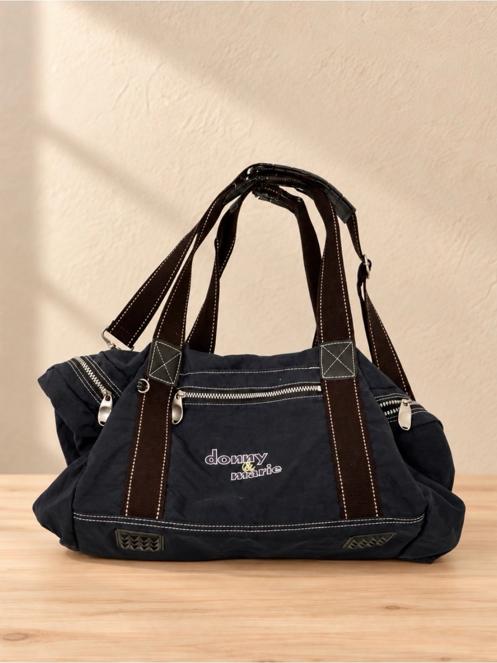 Vintage Donny & Marie Osmond Dark Blue Duffel Travel Bag